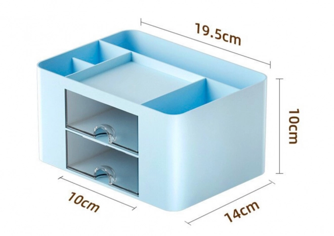 organiseur de bureau avec tiroirs bleus