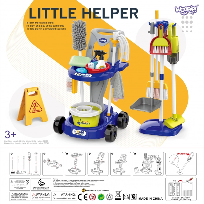 Chariot de nettoyage XXL 3en1 pour enfants 29 pièces Bleu
