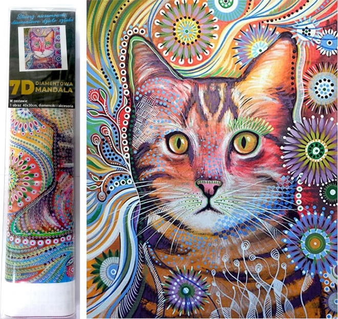 Peinture diamant 7D – chat étonné 30 × 40 cm