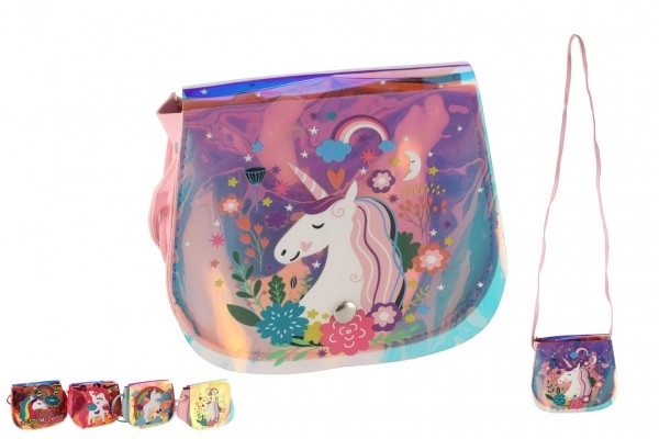 Sac arc-en-ciel licorne en plastique 4 couleurs dans un sachet 17x15x3cm