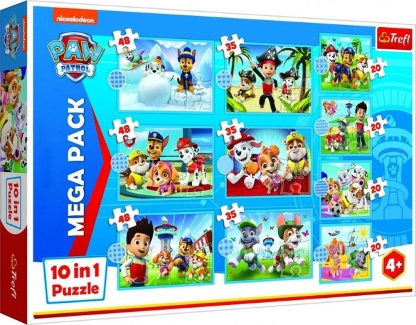 Puzzle Pat' Patrouille Tlapková Patrola 10 en 1 Équipe Fiable dans une boîte 40x27x6cm