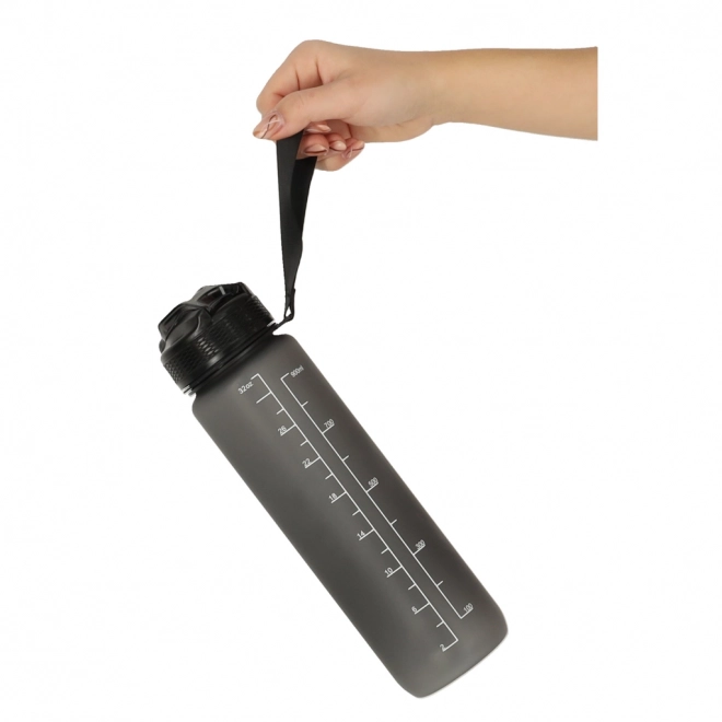 Bouteille d'eau avec paille et motivation 1l noir