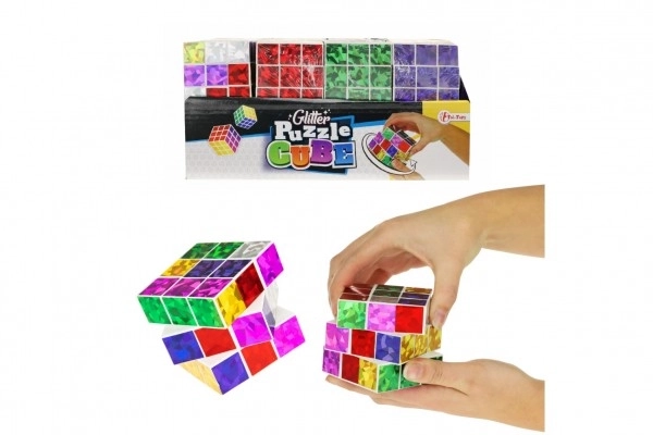 Cube de puzzle pliable en plastique scintillant 6,5x6,5cm dans un sac