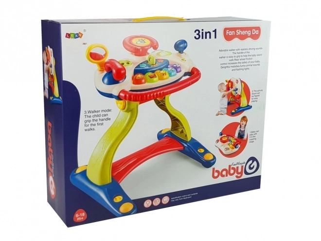 Trotteur interactif avec volant 3 en 1 pour nourrissons