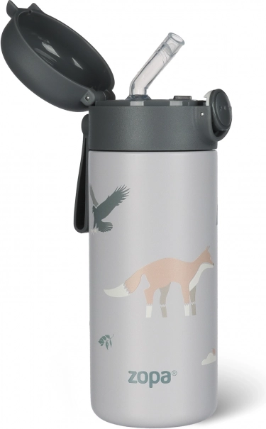 Bouteille isotherme avec paille et poignée en silicone 350 ml, Montagnes