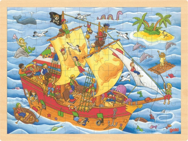 Goki puzzle en bois Pirates 96 pièces