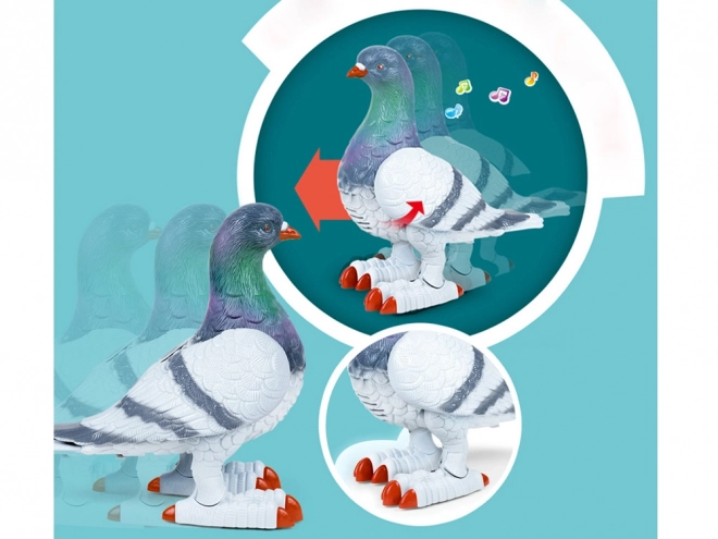 Pigeon interactif marche, s'allume et joue - jouet amusant