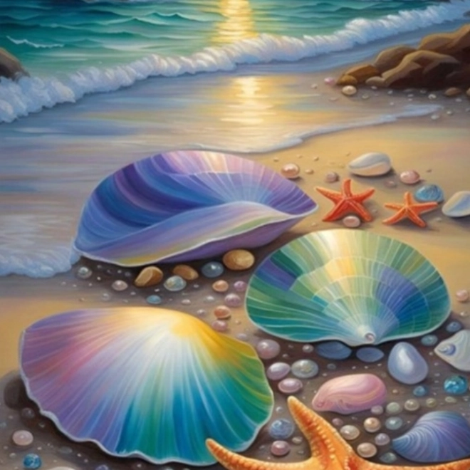 Peinture au diamant Coquillage et Étoile de mer 30x40cm