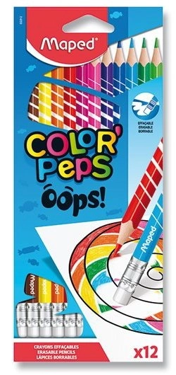 Crayons de couleur Maped Color'Peps Oops avec gomme 12 pcs