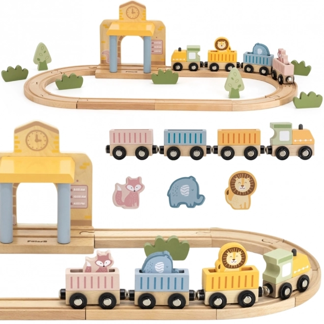 Circuit de train en bois avec propulsion à batterie