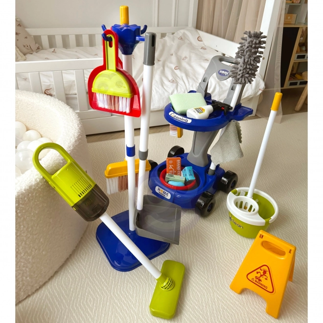 Chariot de nettoyage XXL 3en1 pour enfants 29 pièces Bleu