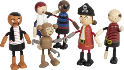 Poupées pirates flexibles en bois