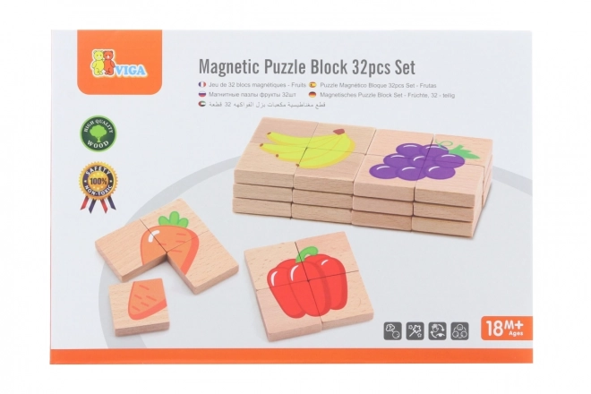 Puzzle magnétique en bois - fruits