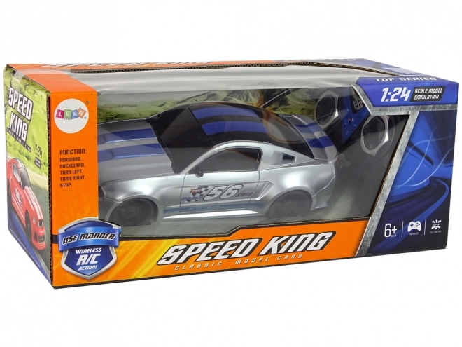 Voiture de sport télécommandée rapide argentée 1:24