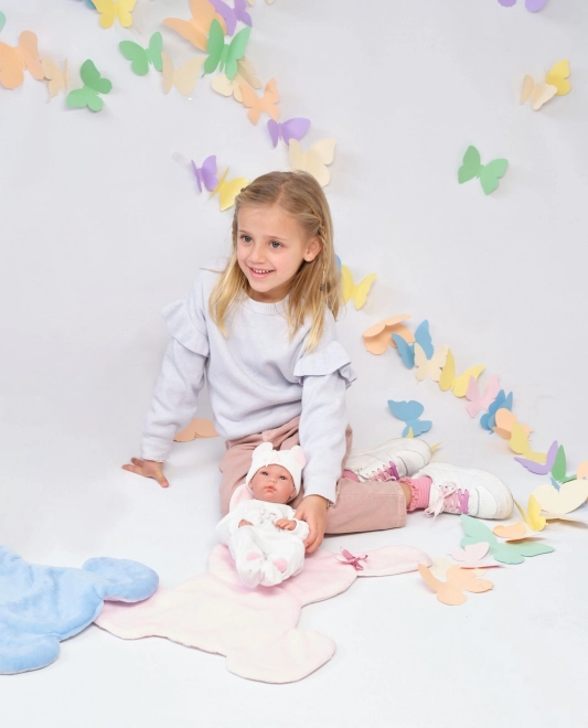 Poupée réaliste Nouveau-Né fille avec corps en vinyle complet 35 cm
