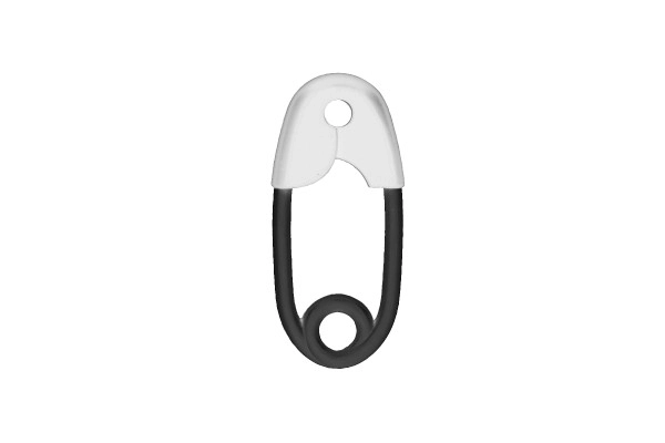 Hochets broche plastique 12cm blanc-noir 12x19cm en sachet 0+