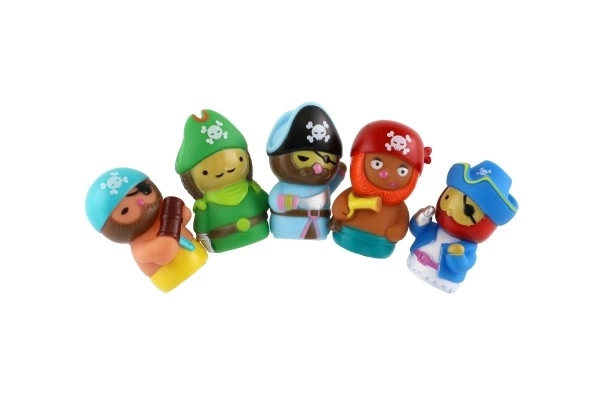 Marionnettes à doigts pirates 5 pcs en caoutchouc 6cm sur carte 16,5x20cm