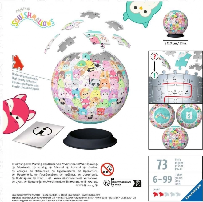 RAVENSBURGER 3D Puzzleball Squishmallows 72 pièces