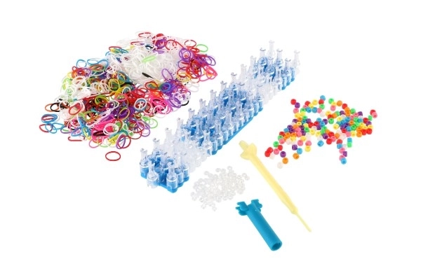 Fais ton propre bracelet 700+ élastiques, perles + outils + métier à tisser pour bracelets dans une boîte 30x24cm