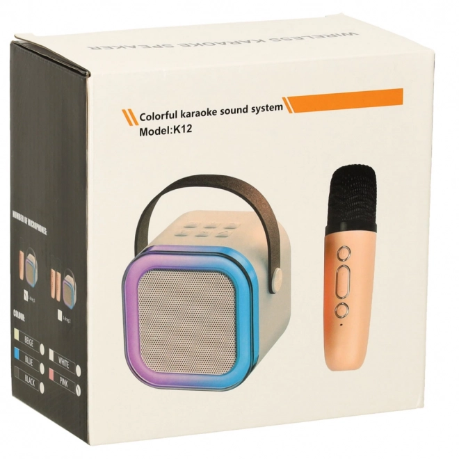 Set de karaoké microphone + haut-parleur portable BLUETOOTH USB LED rose