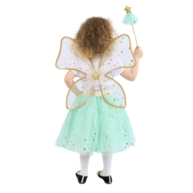 Costume pour enfant fée verte avec baguette et ailes