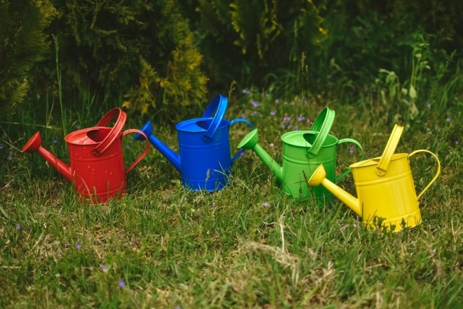 Jouet de jardin - arrosoir en métal rouge