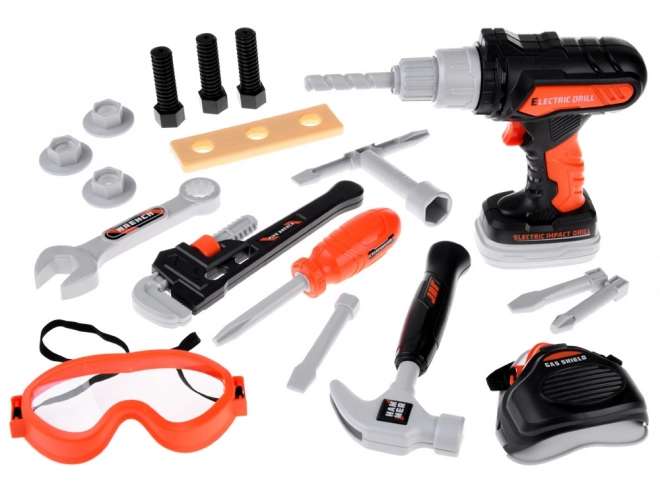 Grande trousse d'outils pour bricoleurs - perceuse, marteau et clé