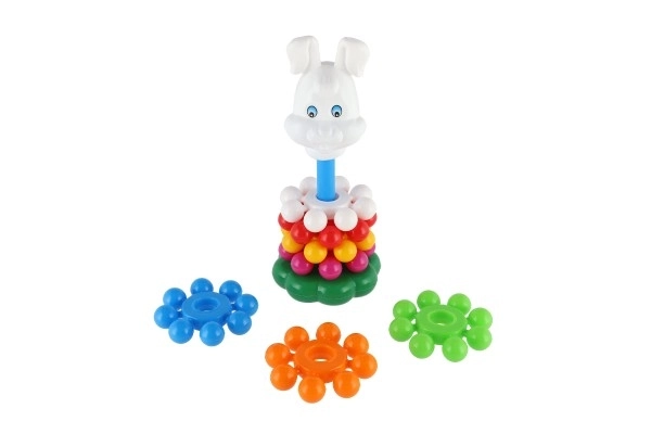 Puzzle pyramide avec anneaux en plastique 26cm dans un filet 12m+