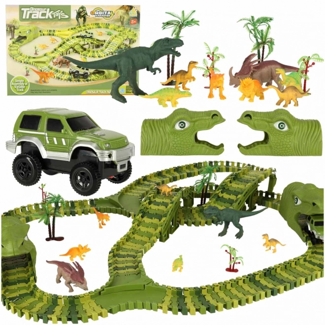 Piste de course de dinosaures avec voitures 240 pièces