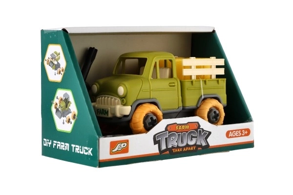 Camion à visser en plastique 14cm avec tournevis à roue libre dans une boîte 19x12x9cm