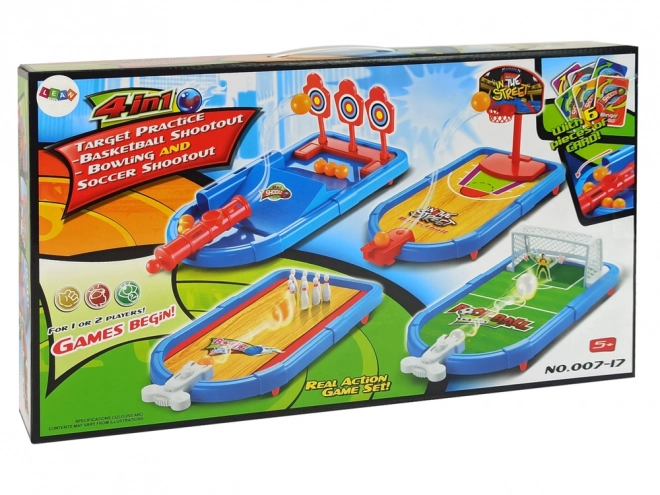 Ensemble de jeux d'arcade 4 en 1 Basketball Football Cible Jeu de quilles Lanceur d'épingles