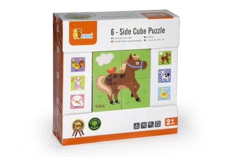 VIGA puzzle en cubes en bois ferme – 4 cubes