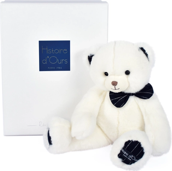 ours en peluche avec nœud papillon bleu foncé 30 cm – Doudou Histoire d’Ours