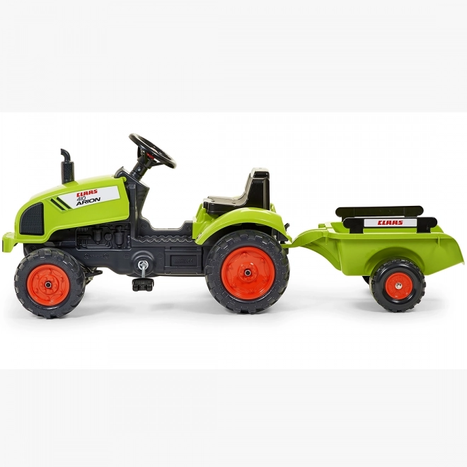 Tracteur à pédales Claas Arion 410 avec remorque