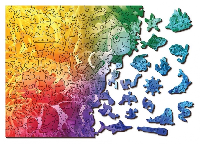 Puzzle en bois poissons tropicaux deux fois différemment