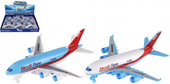 avion de ligne en plastique à inertie 16 cm – lot de 6 pièces, 2 couleurs