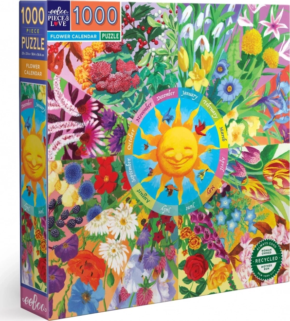 Puzzle carré eeBoo Calendrier floral 1000 pièces
