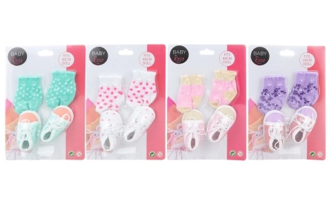 Chaussons + chaussettes pour poupées Baby Rose
