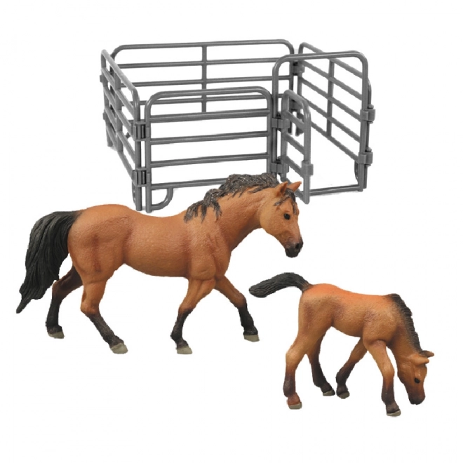 Ensemble de chevaux 2 pcs avec enclos marron