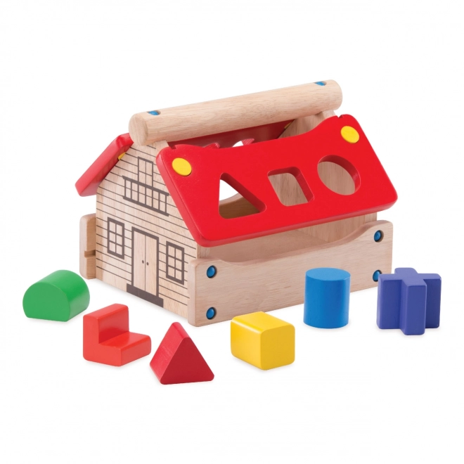 Jeu d'emboîtement en bois en forme de maison