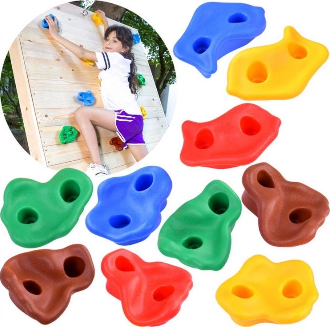 Ensemble de prises d'escalade colorées pour murs d'enfants