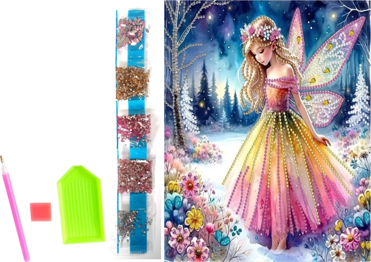 Peinture diamant sur toile Fée d’hiver 23 × 30 cm