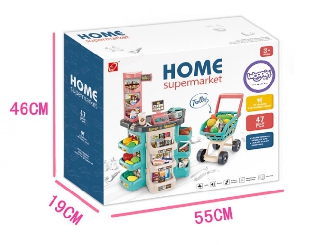 Supermarché pour enfants avec chariot et 47 accessoires Woopie