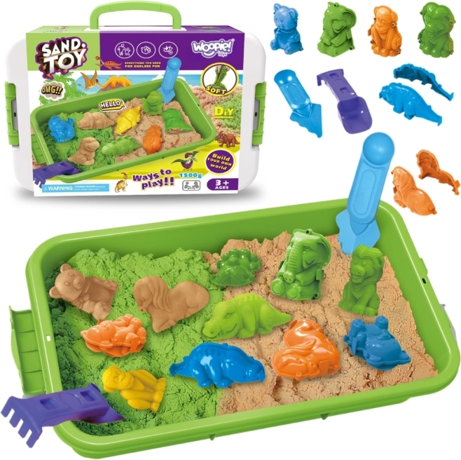 Woopie sable cinétique 1,5 kg XXL zoo safari avec table et moules