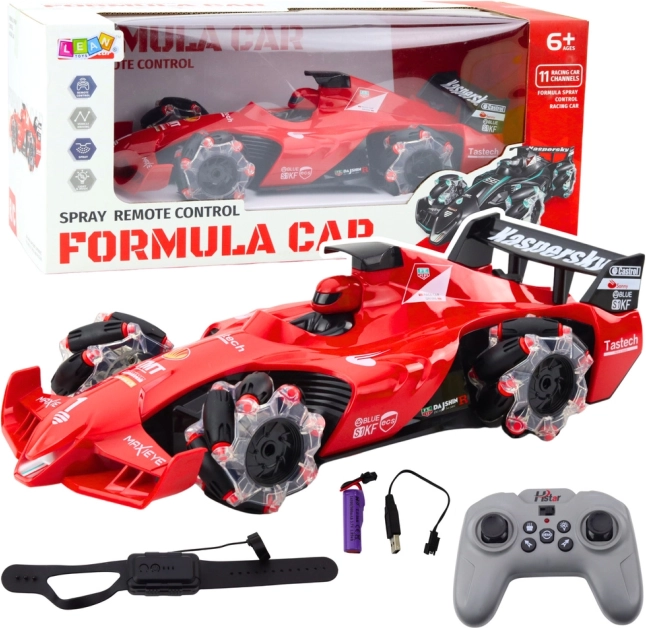 Voiture de course télécommandée avec effets de fumée rouge