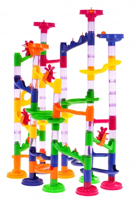 Parcours de billes pour enfants 3+ avec pièces de construction, 105 pcs et 30 billes