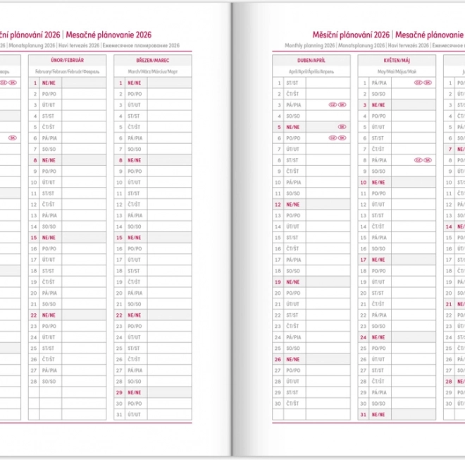 Agenda hebdomadaire bleu 2026