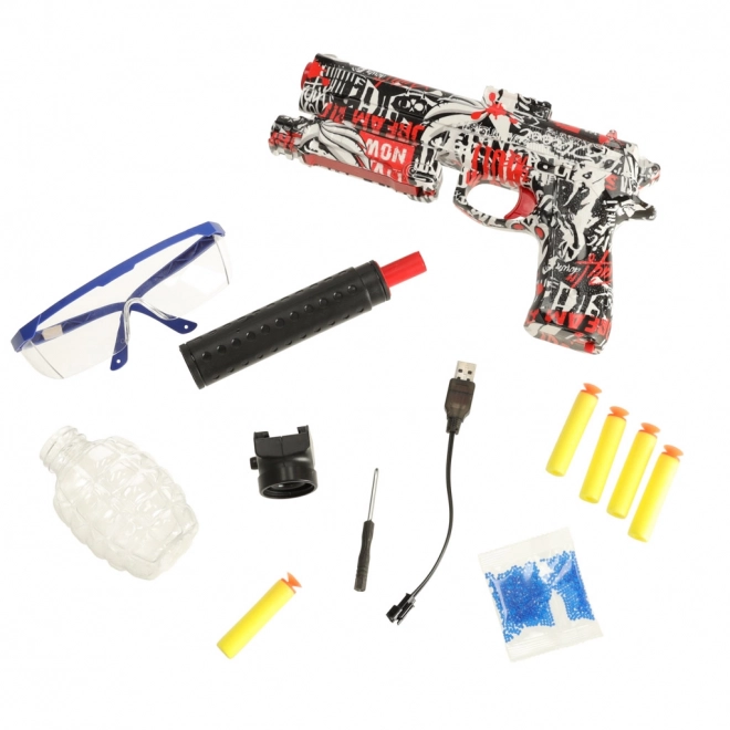 Pistolet à billes en gel d'eau avec chargement USB et lunettes