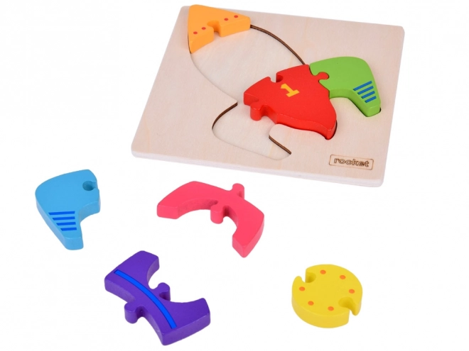 Puzzle en bois Montessori fusée