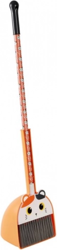 balayette et pelle pour enfants, chat orange